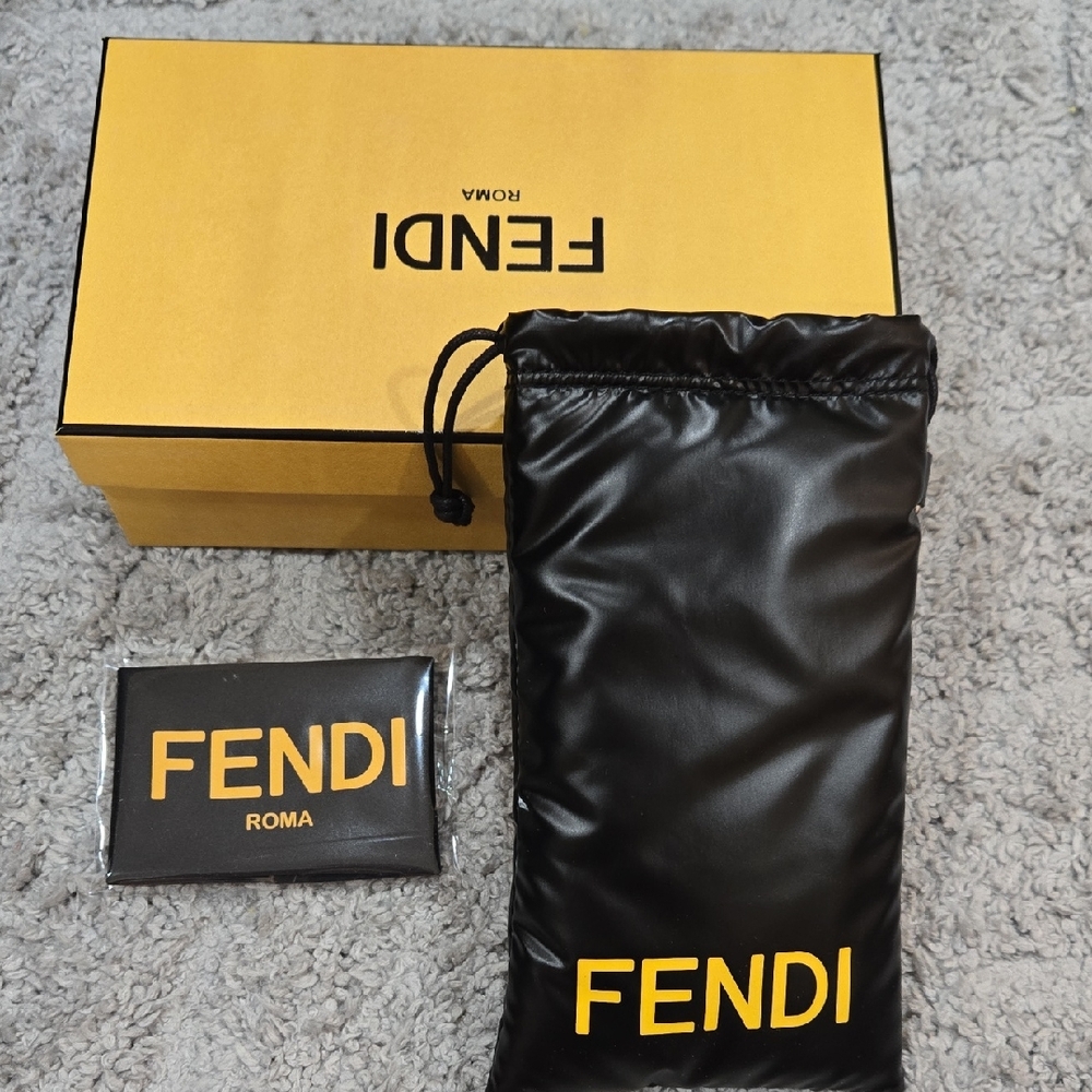 Fendi Black and Yellow Sunglasses Pouch & Box Set